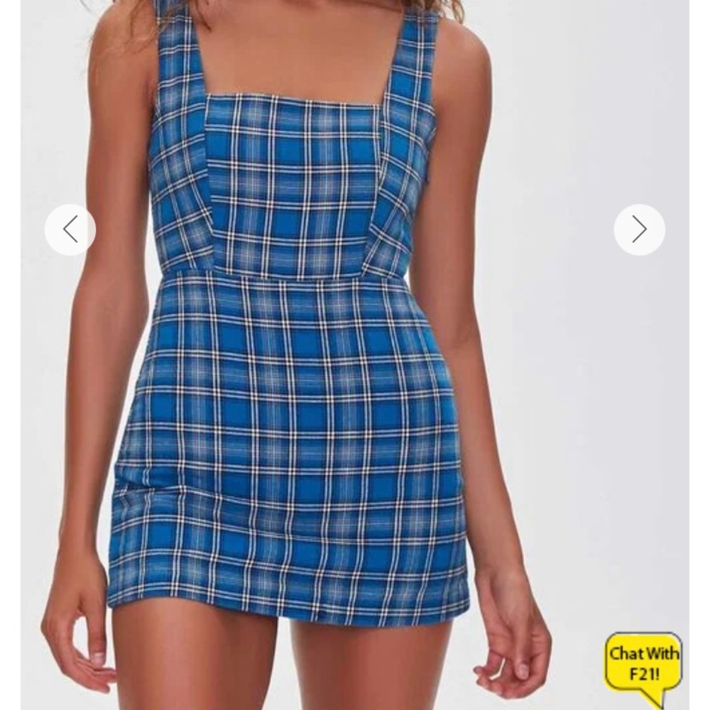 Forever 21 Women's Plaid Skort Romper in Teal Medium